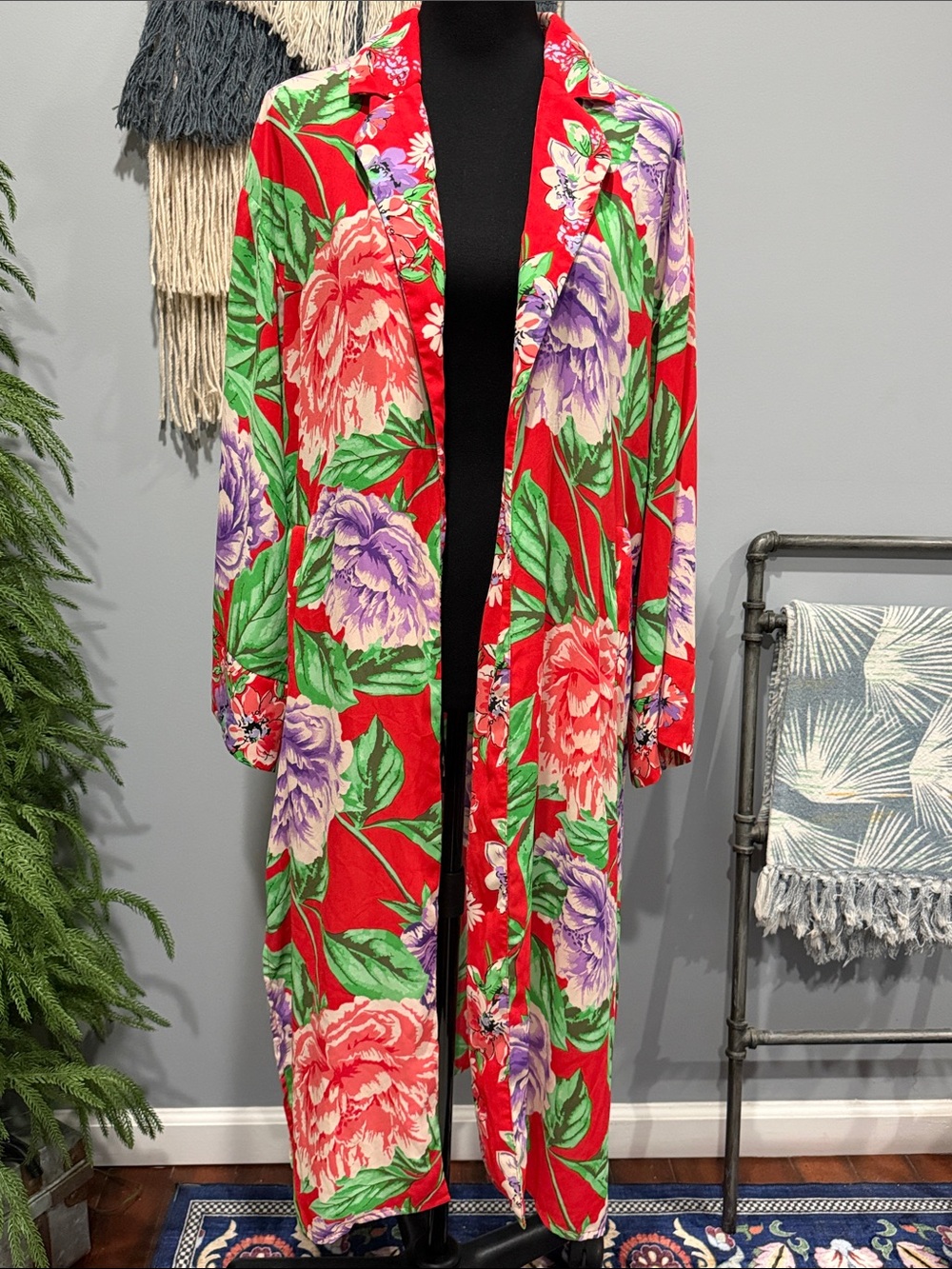2 for $22 Forever 21 Floral Duster Kimono Red Maxi Coverup S